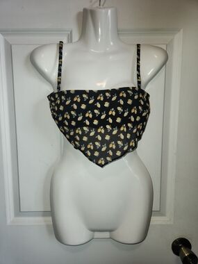 Gilly Hicks Black Lemon-Print Crop Top